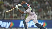 (AP Photo/Ajit Solanki) : Gujarat Titans' Sai Sudharsan hits a boundary during the Indian Premier League cricket match between Gujarat Titans and Sunrisers Hyderabad, in Ahmedabad, India, Tuesday, May 12, 2026