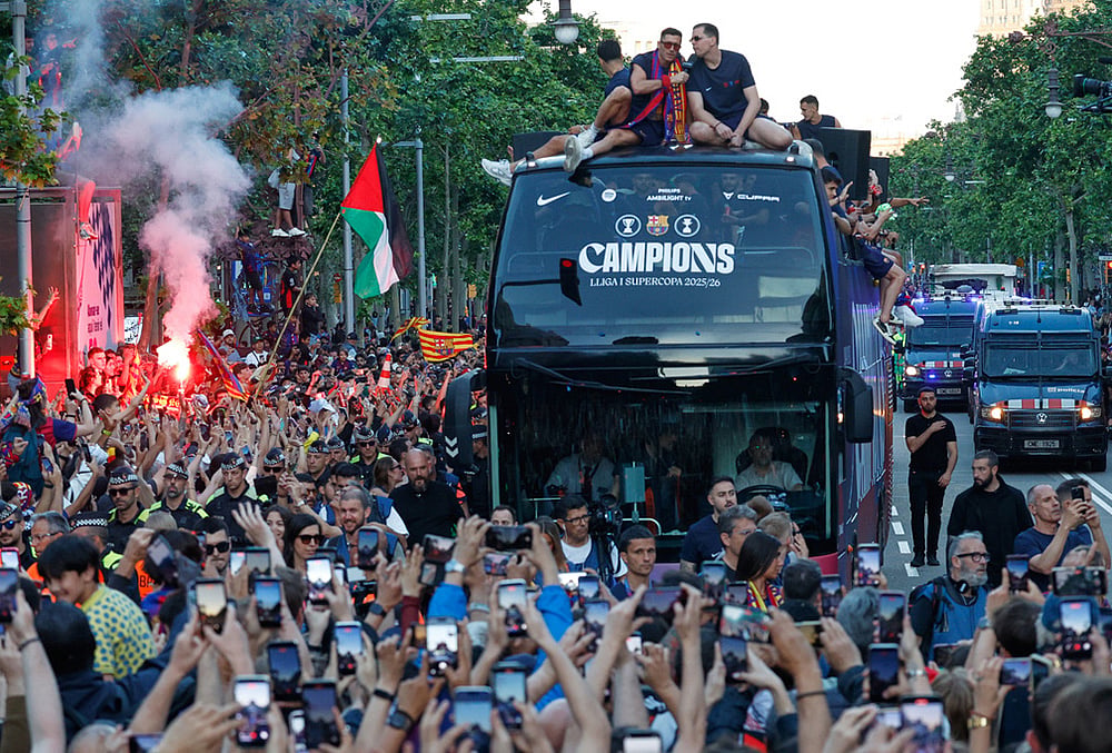 Spain La Liga Soccer Barça Bus Parade

