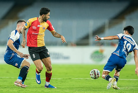 Miguel Ferreira Damasceno of East Bengal FC during match 66 of Indian Super League played between EBFC and PFC at the Vivekananda Yuva Bharati Krirangan at Salt lake in Kolkata.