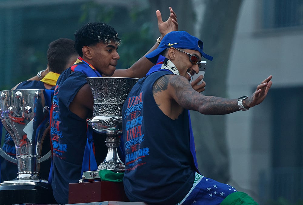 Spain La Liga Soccer Blaugrana Fans Hit The Streets-Lamine Yamal