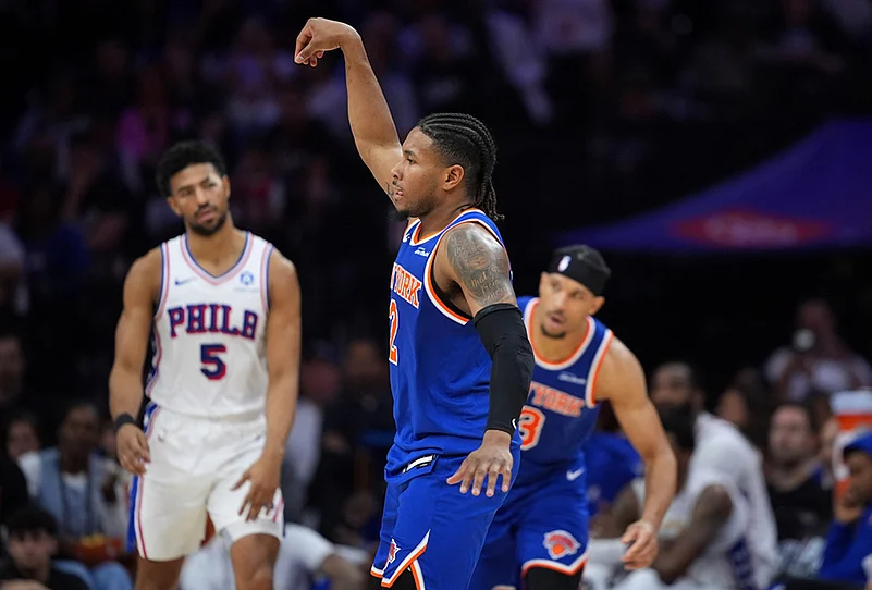 NBA basketball playoffs second-round Game 4 Knicks vs 76ers-Miles McBride