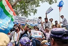 | Photo: PTI/Tanmay Pande : National Students’ Union of India (NSUI) members stage a demonstration against the National Testing Agency (NTA) over alleged paper leak concerns following the cancellation of the NEET-UG 2026 examination, outside Shastri Bhawan, in New Delhi.