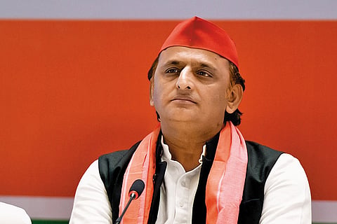 Seeking Relevance: Samajwadi Party’s Akhilesh Yadav addressing a press conference in 2024