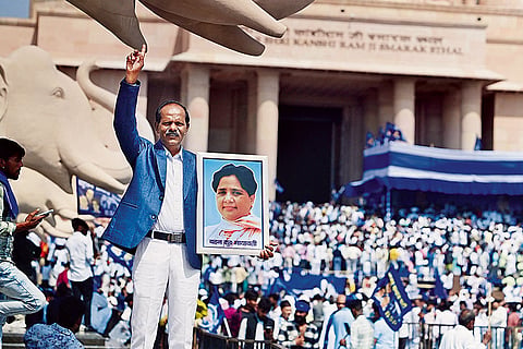 A BSP rally in Lucknow on October 9, 2025
