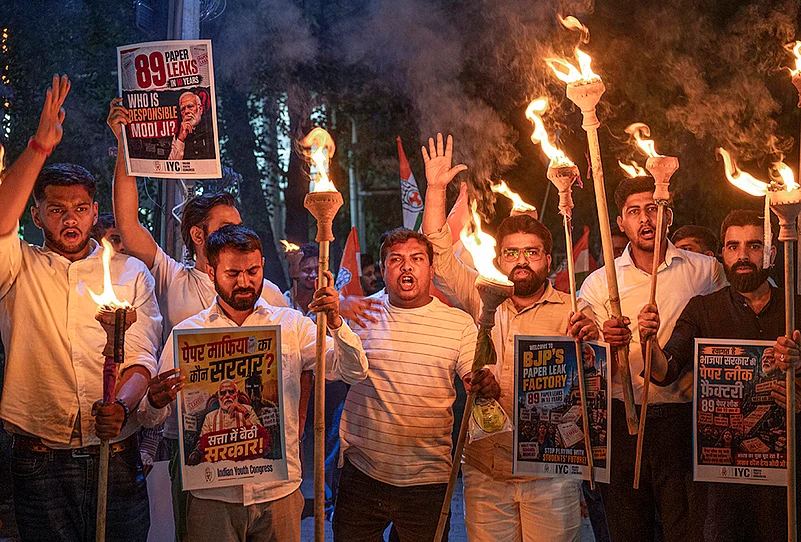 Youth Congress members protest against NEET-UG paper leak