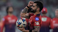| Photo: AP/Mahesh Kumar A. : Royal Challengers Bengaluru's Virat Kohli warm ups before the start of the Indian Premier League cricket match between Royal Challengers Bengaluru and Mumbai Indians in Raipur, India, Sunday, May 10, 2026. 