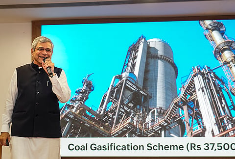 Union Information and Broadcasting Minister Ashwini Vaishnaw during a press conference on cabinet decisions, in New Delhi.