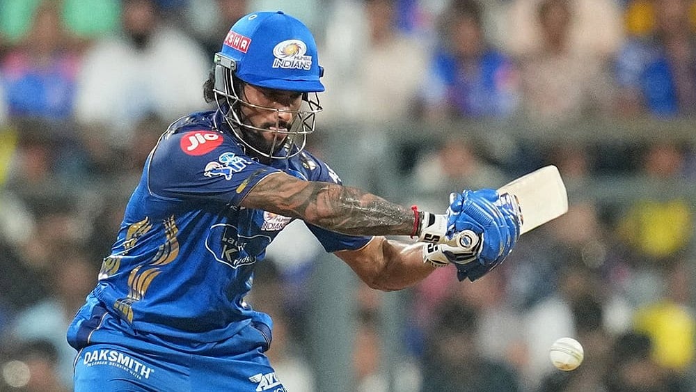 Mumbai Indians' Tilak Varma plays a shot during the Indian Premier League cricket match between Mumbai Indians and Chennai Super Kings in Mumbai. - | Photo: AP/Rafiq Maqbool