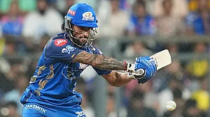 | Photo: AP/Rafiq Maqbool : Mumbai Indians' Tilak Varma plays a shot during the Indian Premier League cricket match between Mumbai Indians and Chennai Super Kings in Mumbai.