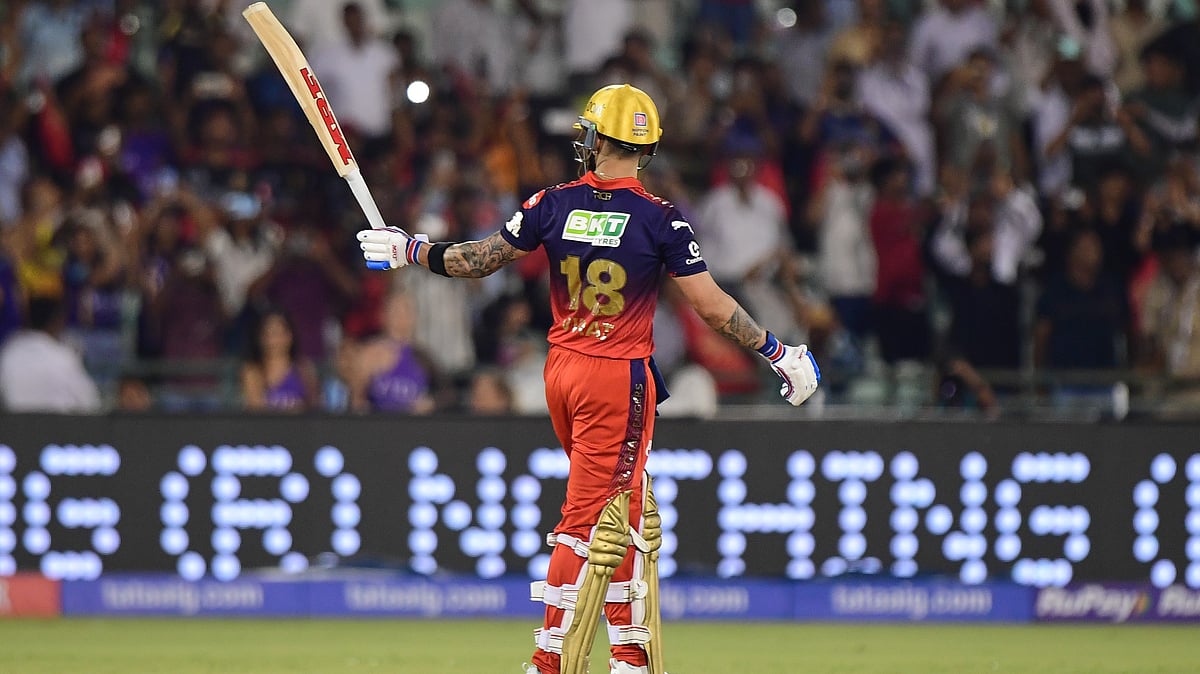 Royal Challengers Bengaluru's Virat Kohli celebrates his century during the Indian Premier League cricket match between Royal Challengers Bengaluru and Kolkata Knight Riders in Raipur, India, Wednesday, May 13, 2026.  - | Photo: AP/Abhijit Addya