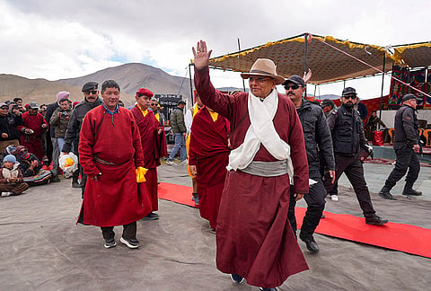 Ladakh LG Vinai Kumar Saxena during an event, marking the formation of a new district, in Changthang. 