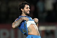PBKS Vs MI, IPL Player Of The Match: Who Won POTM Award Yesterday In Indian Premier League 2026 Clash (AP Photo/Ashwini Bhatia) : Mumbai Indians' Tilak Varma celebrates after their win in the Indian Premier League cricket match against Punjab Kings in Dharamshala, India, Thursday, May 14, 2026