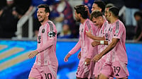 | Photo: AP/Joshua A. Bickel : Inter Miami CF midfielder Lionel Messi, left, celebrates after scoring a goal during the second half of an MLS soccer game Wednesday, May 13, 2026, in Cincinnati. 