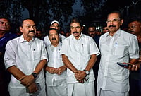 IMAGO : Kerala legislative assembly LoP V D Satheesan with Kerala Congress President Sunny Joseph, Kerala AICC in-charge Deepa Dasmunsi, party General Secretary K C Venugopal and Congress senior leader Ramesh Chennithala speak to the media as they leave from the party President Mallikarjun Kharge s residence after the Kerala Congress meeting, in New Delhi