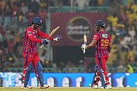 LSG Vs CSK: See Best IPL 2026 Photos From Lucknow Super Giants V Chennai Super Kings Match At Ekana Cricket Stadium | Photo: PTI/Arun Sharma : Lucknow Super Giants' Mukul Choudhary, left, and Nicholas Pooran celebrate after winning an Indian Premier League (IPL) 2026 T20 cricket match between Lucknow Super Giants and Chennai Super Kings, in Lucknow, Uttar Pradesh.
