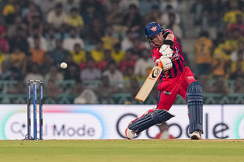 Lucknow Super Giants' Josh Inglis plays a shot during an Indian Premier League (IPL) 2026 T20 cricket match between Lucknow Super Giants and Chennai Super Kings, in Lucknow, Uttar Pradesh.