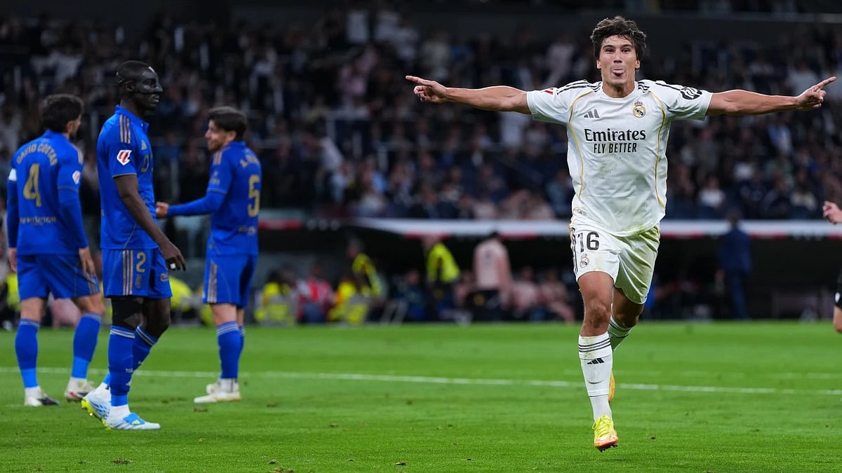 Gonzalo García puts Madrid ahead in the 43rd minute - AP
