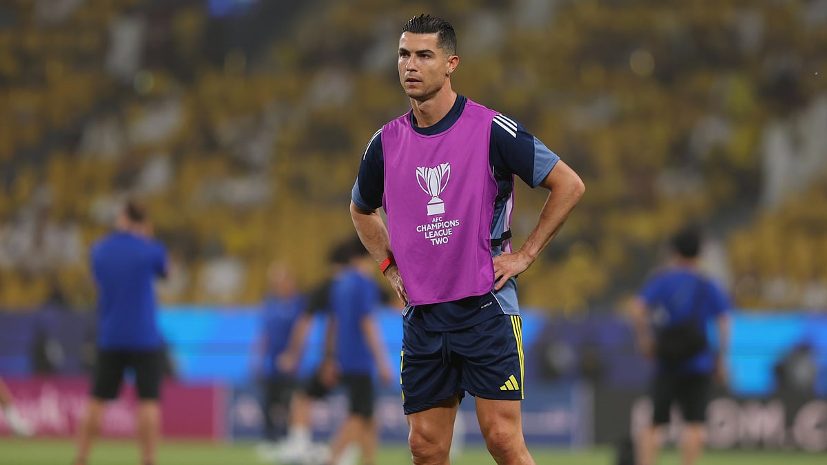 Cristiano Ronaldo in warm up ahead of the Al-Nassr vs Gamba Osaka ACL Two 2025-26 semi-final.  - null