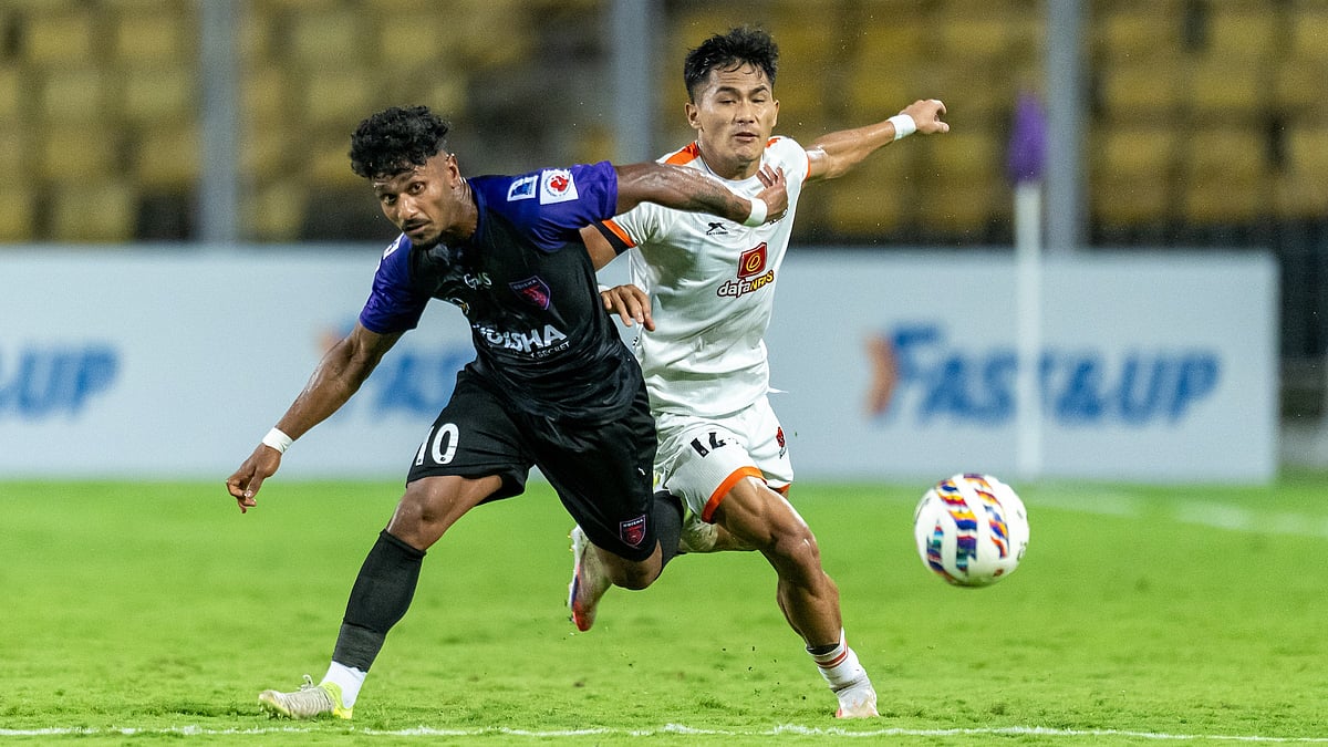Odisha and Punjab FC players in action during their Indian Super League match on May 16, 2026. - | Photo: AIFF