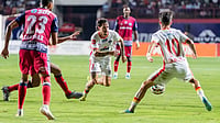 | Photo: AIFF : Bengaluru FC players in action during their Indian Super League match against Jamshedpur FC on May 9, 2026.