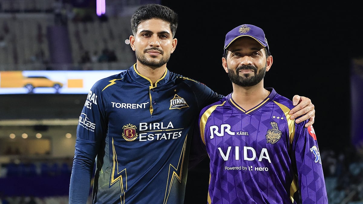 Ajinkya Rahane and Shubman Gill at the toss of KKR vs GT IPL 2026 match.  - IPL/X