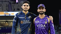 KKR Vs GT Toss Update, IPL 2026: Check Toss Update, Playing XIs IPL/X : Ajinkya Rahane and Shubman Gill at the toss of KKR vs GT IPL 2026 match.