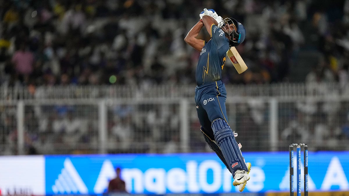 Gujarat Titans' Sai Sudharsan plays a shot during the Indian Premier League cricket match between Gujarat Titans and Kolkata Knight Riders, in Kolkata. - AP Photo