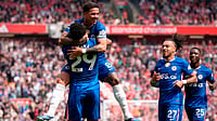 Chelsea Vs Man City LIVE Score, FA Cup Final: Blues Seek To Salvage Season Against Double-Chasing City | Photo: AP/Peter Byrne : Chelsea's Enzo Fernandez (top) celebrates with team-mate Wesley Fofana after scoring their side's first goal of the game during the Premier League soccer match between Liverpool and Chelsea in Liverpool, England, Saturday, May 9, 2026.