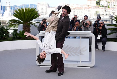 Reggie Absolom, left, and director Jordan Firstman pose for photographers at the photo call for the film 'Club Kid' during the 79th international film festival, Cannes, southern France.