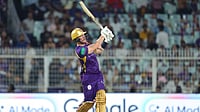 IPL/X : Finn Allen in action during KKR vs GT match at the Eden Gardens. 