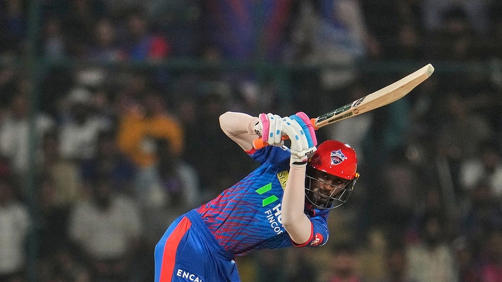 Delhi Capitals' Abhishek Porel plays a shot during the Indian Premier League cricket match between Delhi Capitals and Rajasthan Royals in New Delhi, India, Sunday, May 17, 2026.  - AP Photo/Manish Swarup