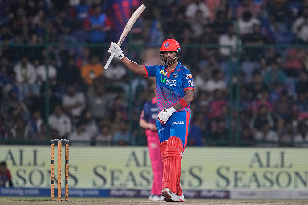 Delhi Capitals KL Rahul celebrates his fifty runs