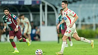 | Photo courtesy: Indian Super League : Action from the Indian Super League match between Mohun Began and Inter Kashi at the Salt Lake Stadium in Kolkata.