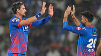 AP Photo/Manish Swarup : Michell Starc turned the tide of the match in DC's favor with a four-wicket haul against RR at the Arun Jaitley Stadium on Sunday, May 17.