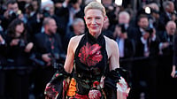 AP Photo/John Locher : Cate Blanchett poses for photographers upon arrival at the premiere of the film 'Garance' at the 79th international film festival, Cannes, southern France, Sunday, May 17, 2026.