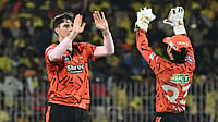 IPL 2026: SRH And GT Qualify For Playoffs As Sunrisers Hyderabad Defeat Chennai Super Kings By 5 Wickets AP Photo : Pat Cummins and Ishan Kishan celebrate a wicket during IPL 2026 clash between SRH and CSK at the MA Chidambaram Stadium.