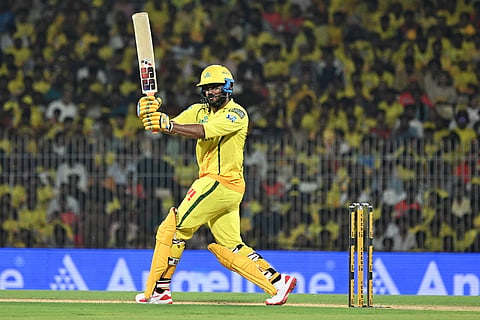 Chennai Super Kings' Urvil Patel plays a shot during the Indian Premier League cricket match between Chennai Super Kings' and Sunrisers Hyderabad in Chennai, India.