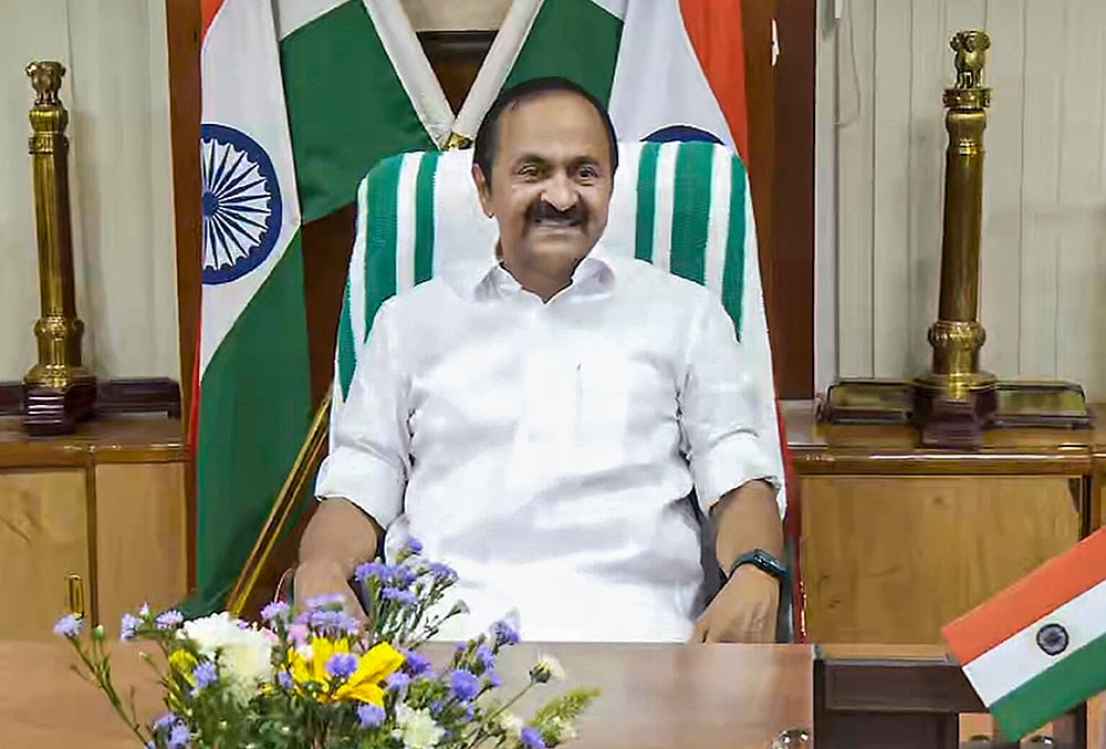 Newly sworn-in Kerala Chief Minister VD Satheesan chairs the first meeting of the state cabinet, in Thiruvananthapuram. - | Photo: PTI