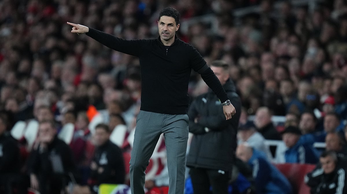 Mikel Arteta marshalling his troops during Arsenal vs Burnley Premier League 2025-26 match.  - AP Photo