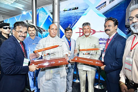 Union Defence Minister Rajnath Singh and AP CM Chandrababu Naidu