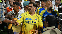 AP : Chennai Super Kings' Mahendra Singh Dhoni with teammates greets his fans after the Indian Premier League match against Sunrisers Hyderabad in Chennai.