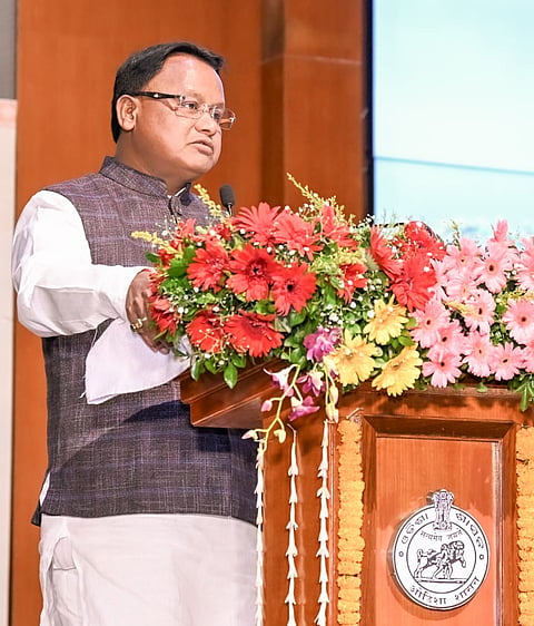 Chief Minister Mohan Charan Majhi addressing the gathering
