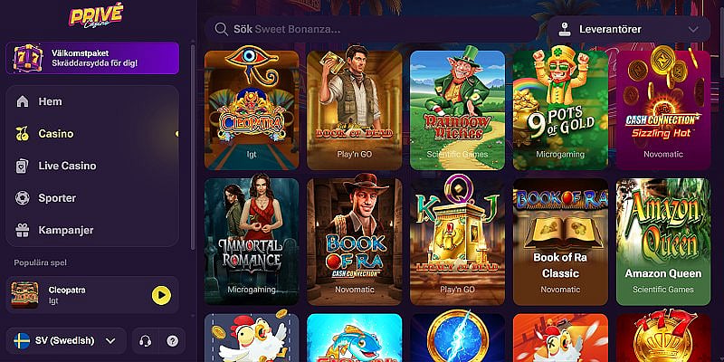 Privé Casino website