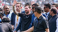 Messi Kolkata Tour Organiser Files Police Complaint Against Former Sports Minister And Ex-DGP Photo: PTI/Swapan Mahapatra : Argentine footballer Lionel Messi during an event as part of his 'G.O.A.T. India Tour 2025', at Vivekananda Yuba Bharati Krirangan (VYBK), in Kolkata.