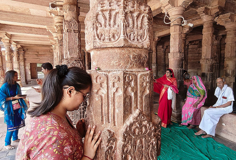 People visit the Bhojshala complex
