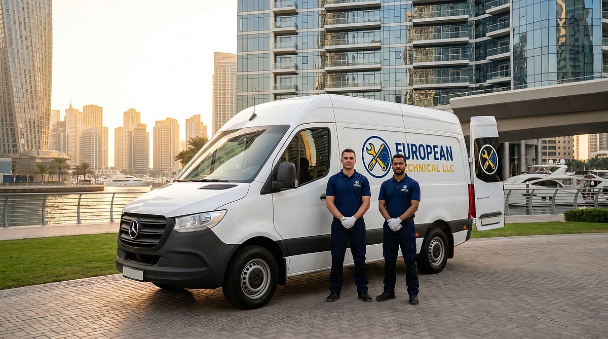 European Technical LLC van with two technicians