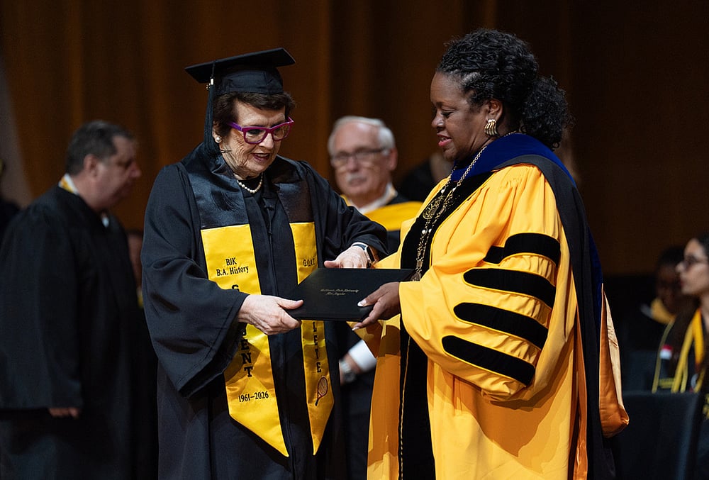 Billie Jean King college graduation