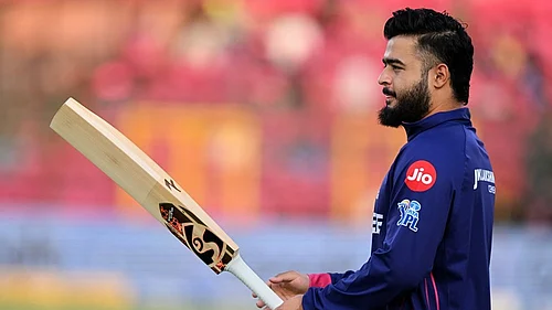| Photo: AP : Riyan Parag is ruled out of hamstring injury in the do-or-die match against LSG at the Sawai Man Singh Stadium on Tuesday, May 19