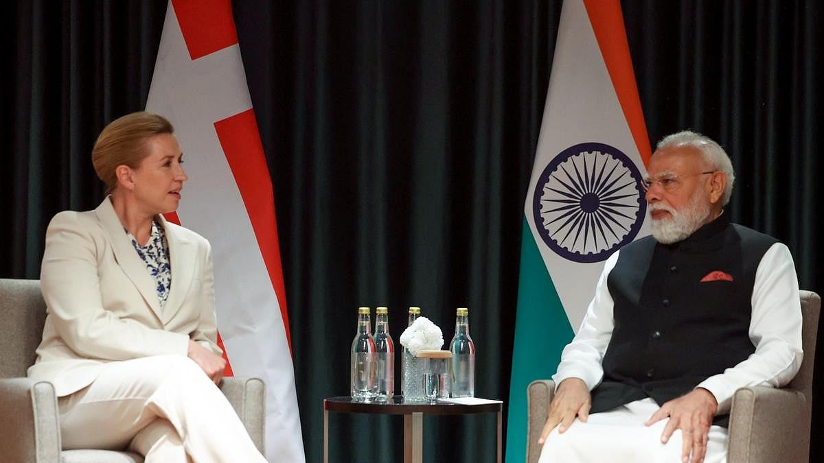 PM Modi meeting with Denmark Prime Minister Mette Frederiksen ahead of India-Nordic Summit, in Oslo on May 19, 2026.  - ANI