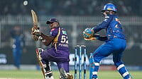 X/IPL : Rovman Powell scores a useful 40 off 30 balls for KKR while chasing 148 against MI at the Eden Gardens on Wednesday, May 20.